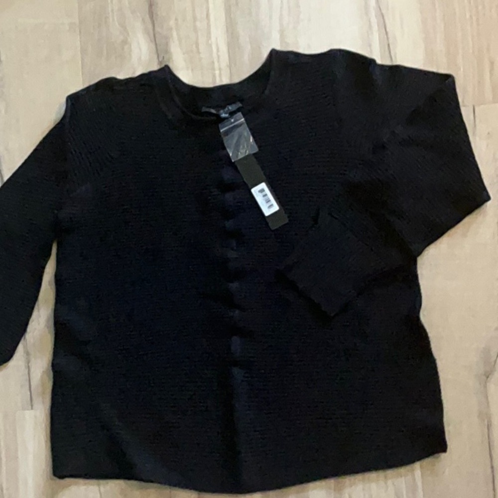 Cyrus Black Ribbed Knit Top